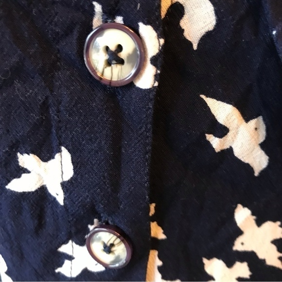 ANTHROPOLOGIE Maeve top blouse navy with bird print. - Picture 5 of 9